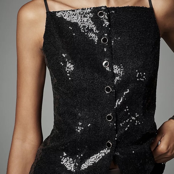 Sunday in Brooklyn Black Sequin Top - Picture 1 of 10